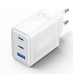 Viedtālruņu / Planšetdatoru / Klēpjdatoru Barošanas Adapteris Vention 65W GaN Wall Charger USB-A / USB-C x2 Slim